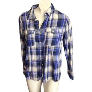 Mossimo Supply Co. Blue and White Plaid Shirt